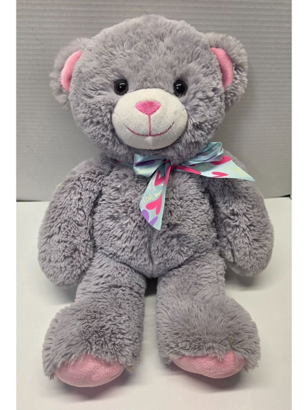 Dan Dee Collectors Choice Gray Teddy Bear 19" Love Mom Ribbon Mother’s Day Plush
